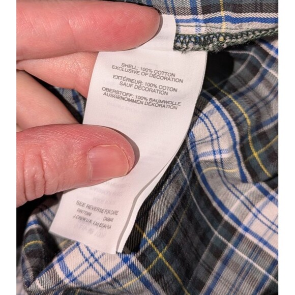 J. Crew Button Down M Women's Green Tartan Plaid Beaded Lace Trim Long Sleeve - Picture 9 of 9